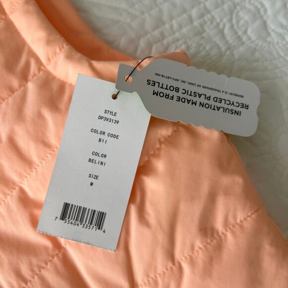 DKNY Sport Puffer Vest Full Zip Peach Belini with Pockets Activewear Medium NWT - Picture 7 of 7